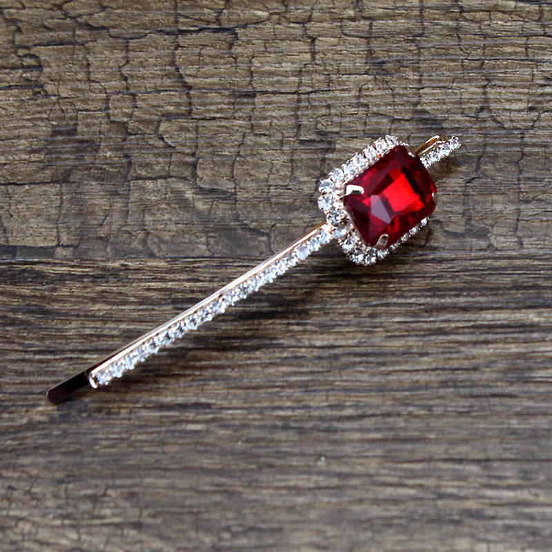 Square Rhinestone Bobby Pin Hair Clip Personality Side Clip Headdress