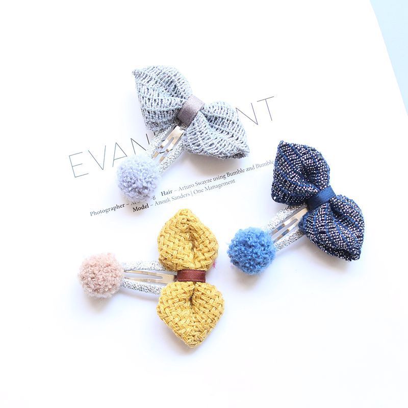 Children's Parent-child Hair Ball Cotton And Linen Bow Hairpin Princess BB Clip