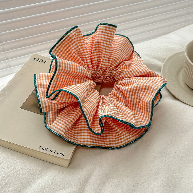 Women's Mori Style Floral Plaid Hair Ring Headdress