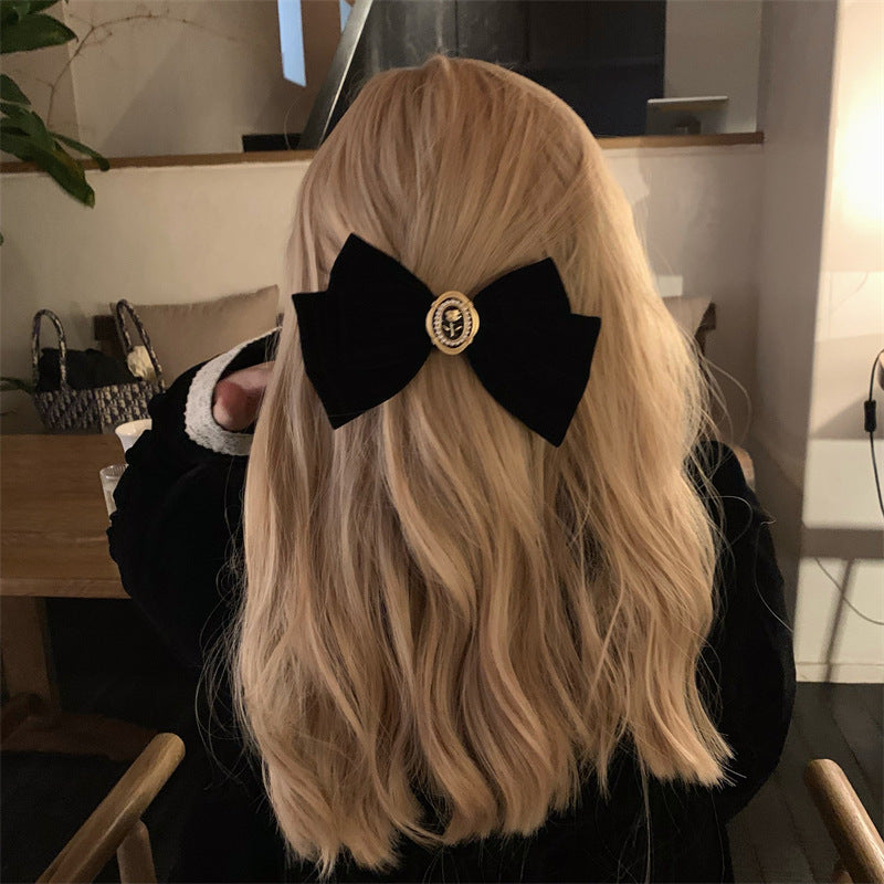 Vintage Velvet Rose Bow Hair Clip