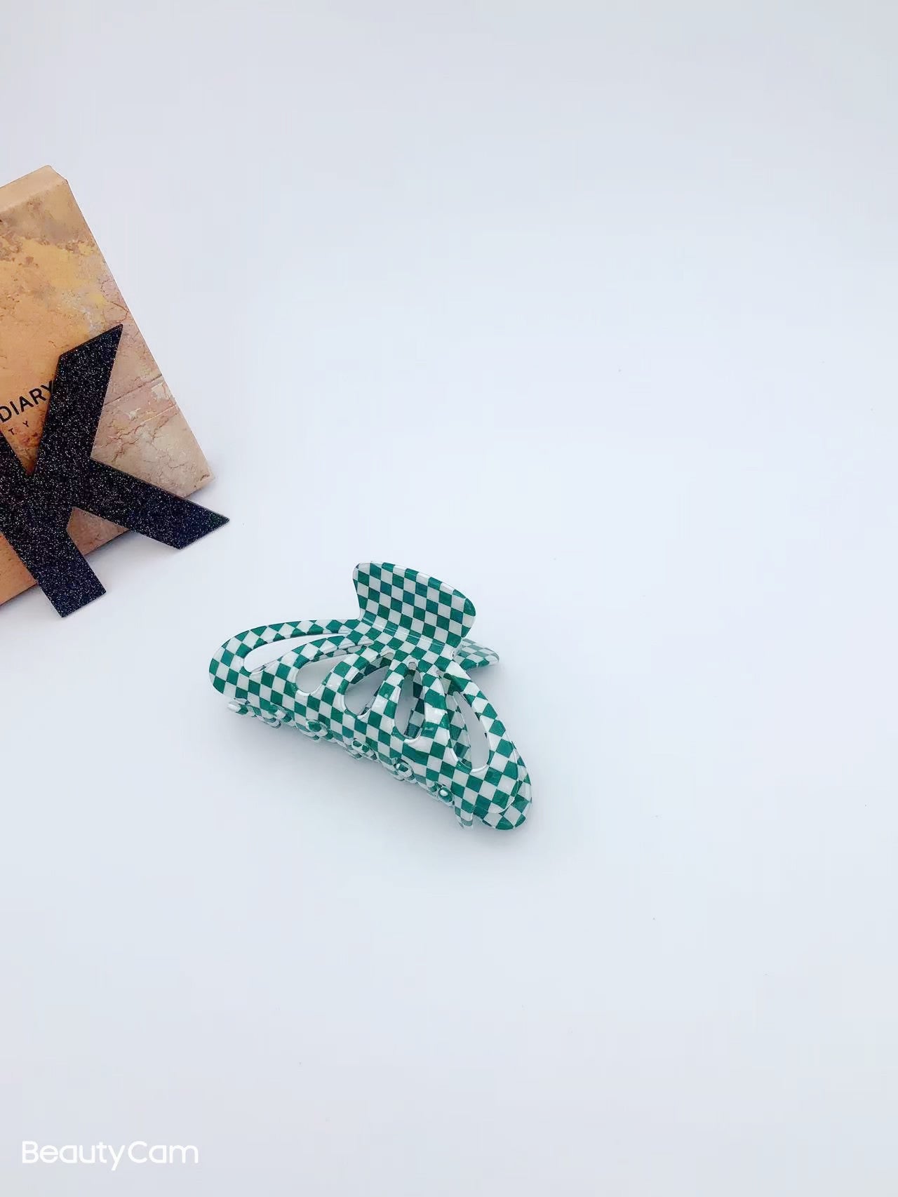 9CM Plaid Barrettes Girly Temperamental Hollow Grip
