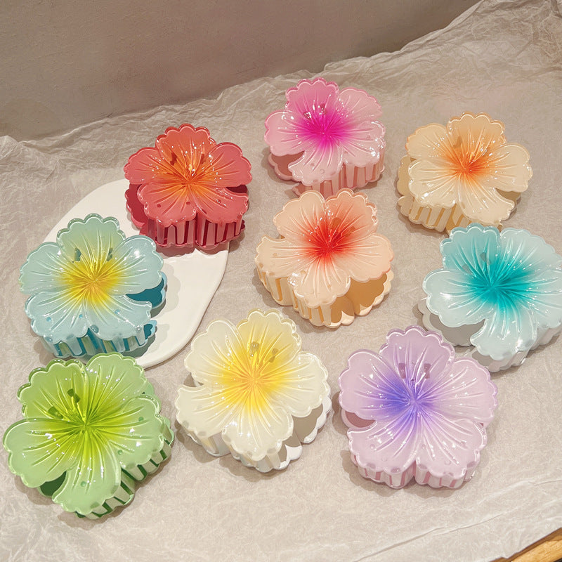 Gradient Color Curly Heart Flower Barrettes Large Headdress