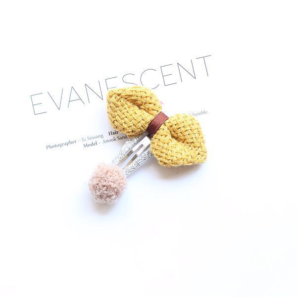 Children's Parent-child Hair Ball Cotton And Linen Bow Hairpin Princess BB Clip