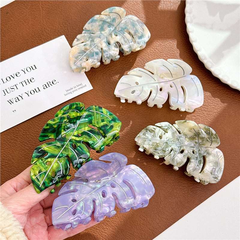 Creative Decorative Colorful Acetate Leaves Barrettes