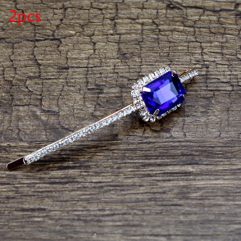 Square Rhinestone Bobby Pin Hair Clip Personality Side Clip Headdress