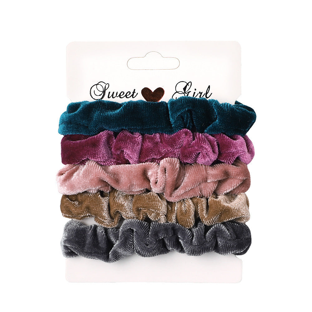 Simple Fabric Large Intestine Hair Ring Candy Color Hair Rope Large Intestine Ring Set