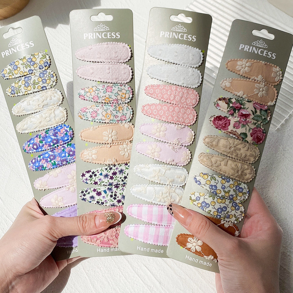 Women's Fashion Embroidered Print Teardrop Hair Clip