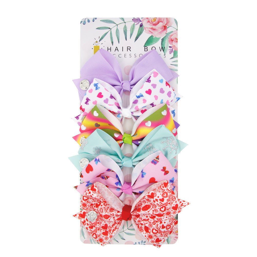 Fashion Children's Heart Bow Hair Clip Set