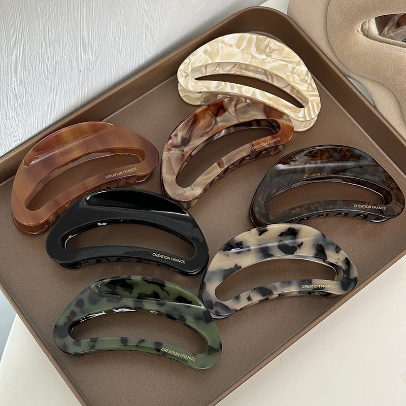 Acetic Acid Hollow Crescent Back Head Updo Shark Barrettes