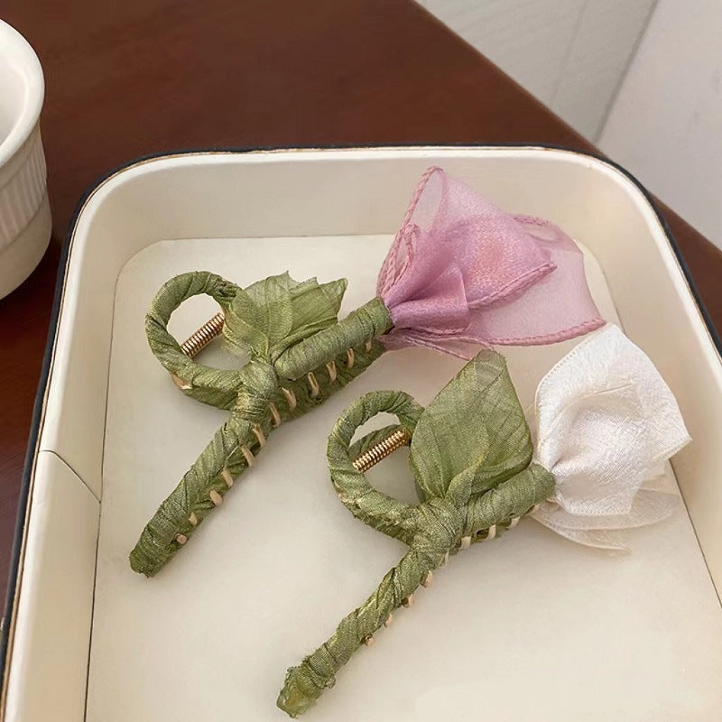 Tulip Flower Hair Clip Korean Style Sweet Back Head