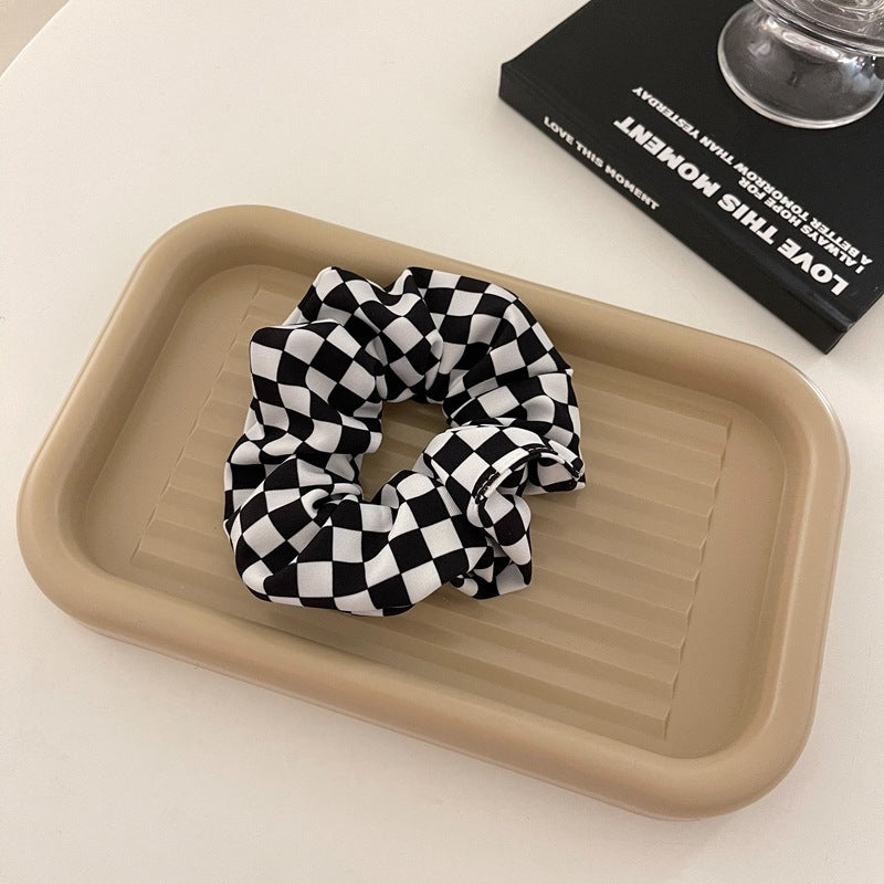 Modern Checkerboard Series Hair Accessories Black And White Lattice Large Intestine Ring