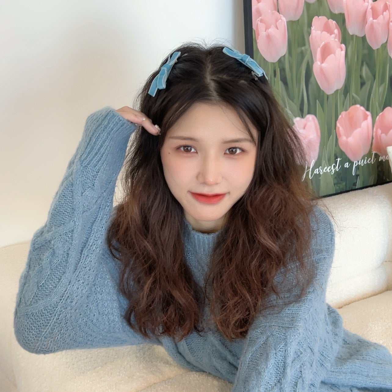 Simple Elegant Girl Velvet Bow Hair Clip Headdress