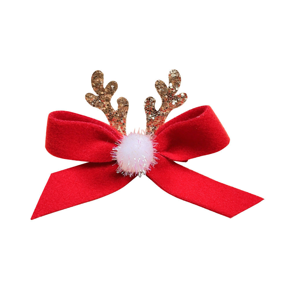 Christmas Sequins Elk Horn Non-woven Bow Barrettes