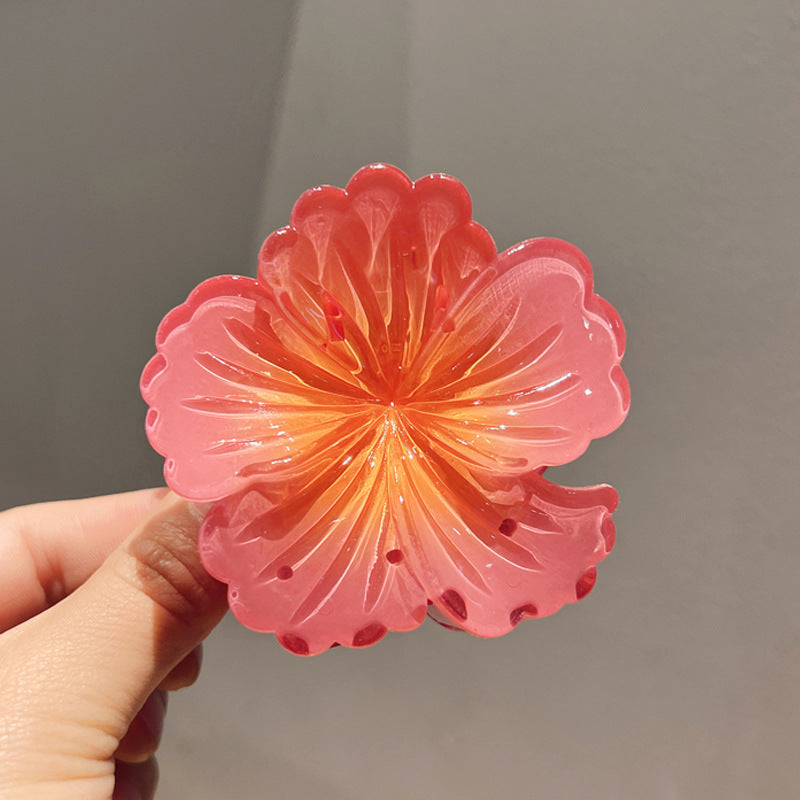 Gradient Color Curly Heart Flower Barrettes Large Headdress