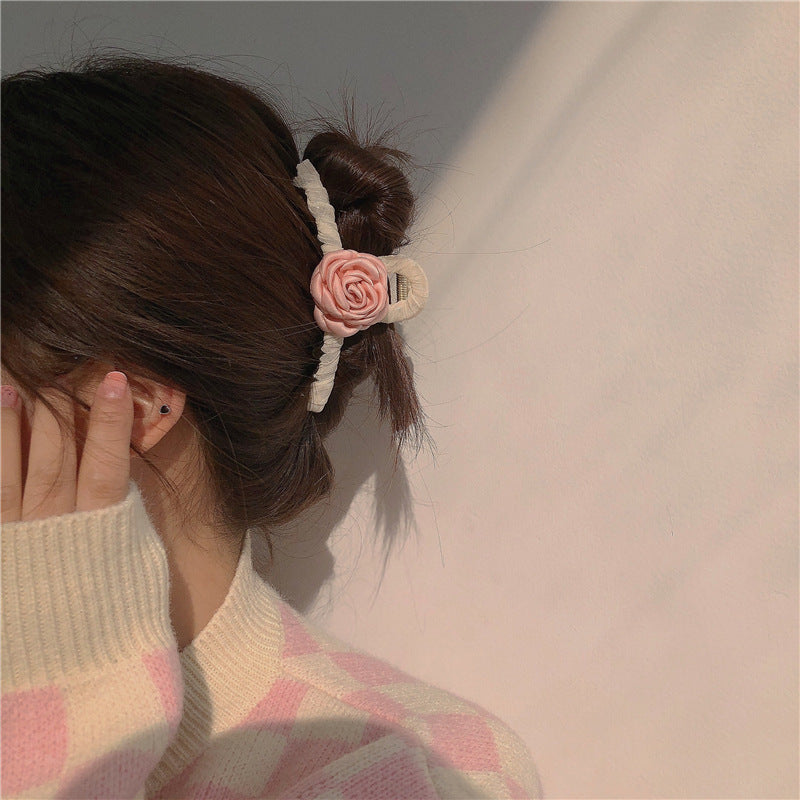 Super Fairy Sweet Girl Fabric Rose Hair Clip