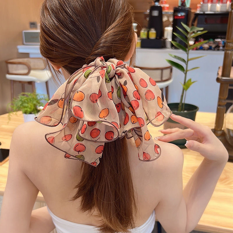 Best Women's Fashion Print Mesh Large Intestine Hair Ring