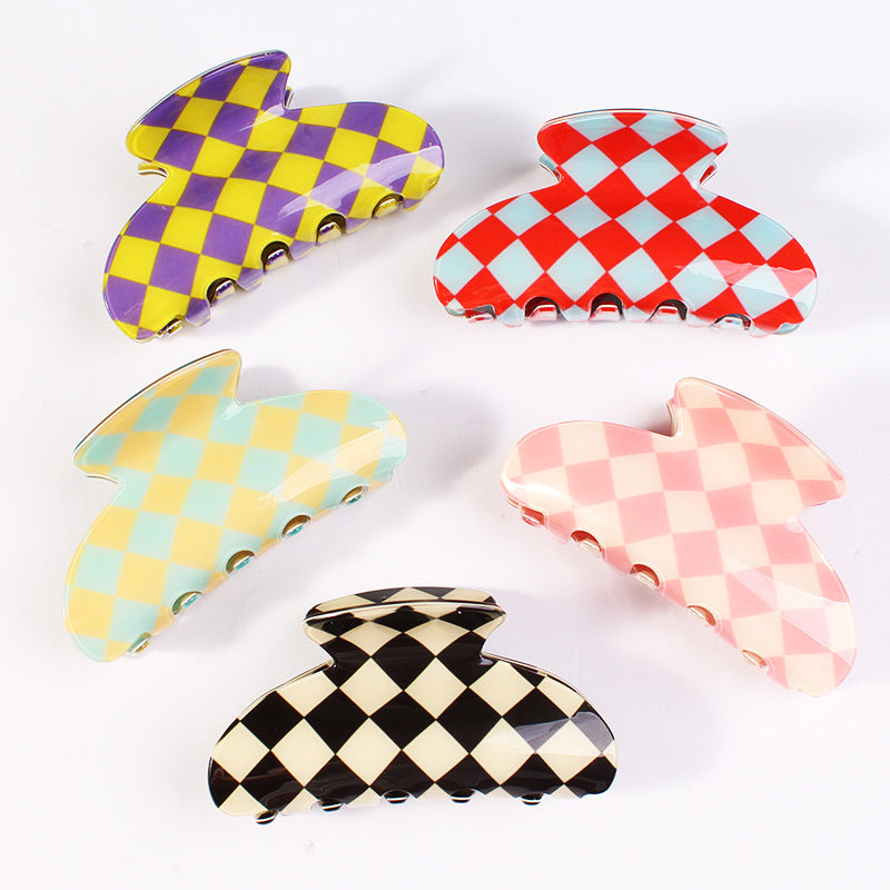 Women's Simple Acetate Checkerboard Hair Clip