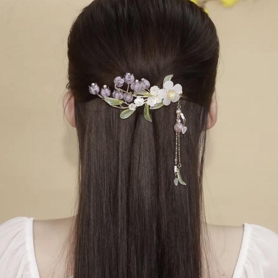 Best Women's Antique Purple Bell Orchid Side Hair Clip