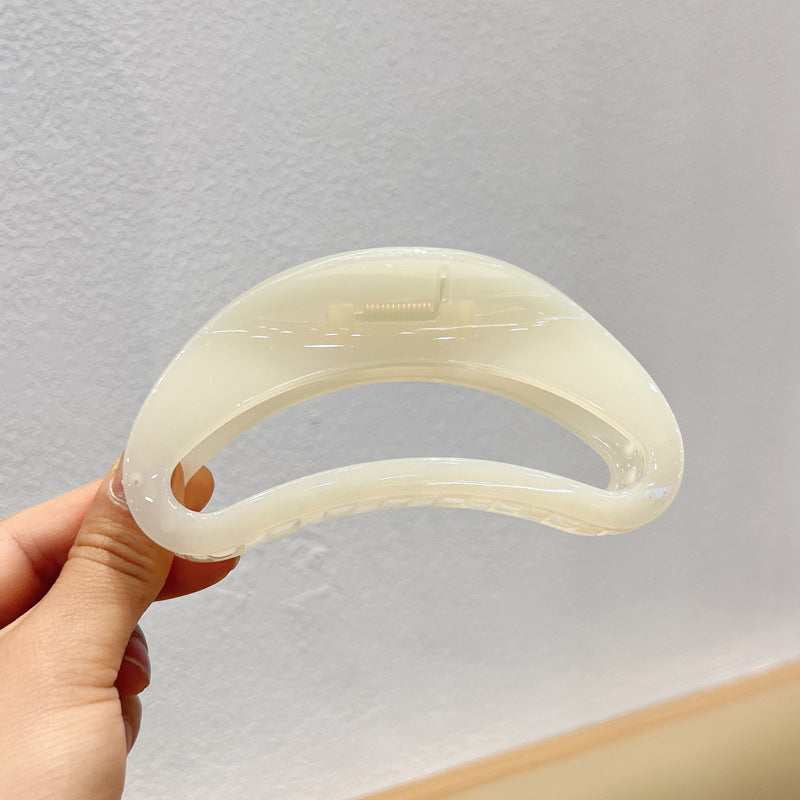 Simple Large Hollow Jelly Crescent Barrettes