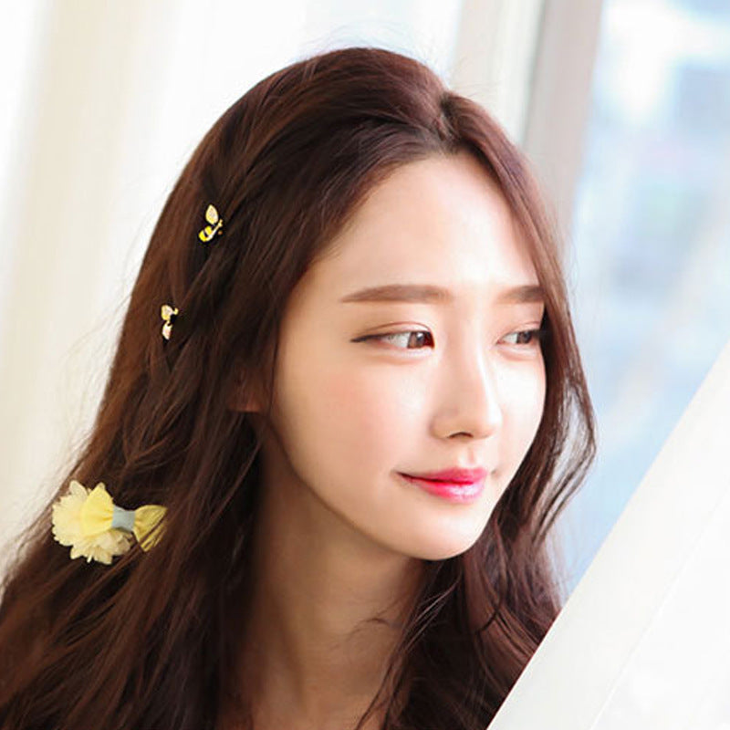 Best Cute Color Dripping Bee Hairpin Small Seaside Clip