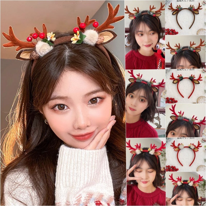 Christmas Mori Style Small Antlers Headband Hair Clip Headdress Dress Up Ornament