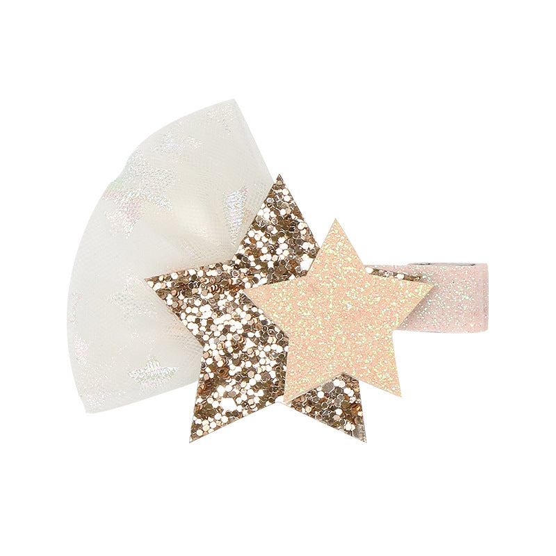 Children's Glitter Bow Star Decorative Hair Clip