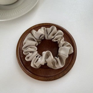Cream Texture Silky Satin French Black Large Intestine Hair Ring