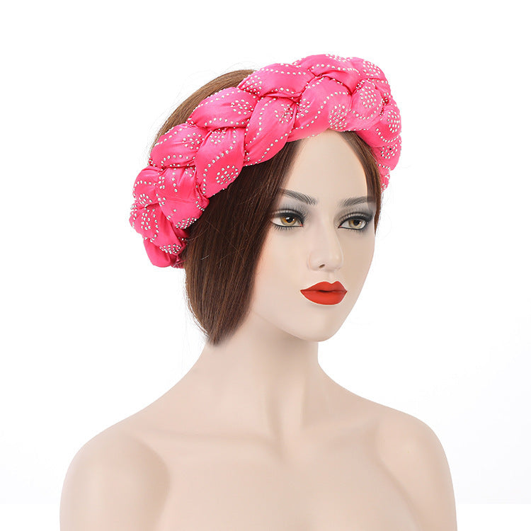 Satin Multicolor Perm Drill New Twist Braid Hairband Hair Ring