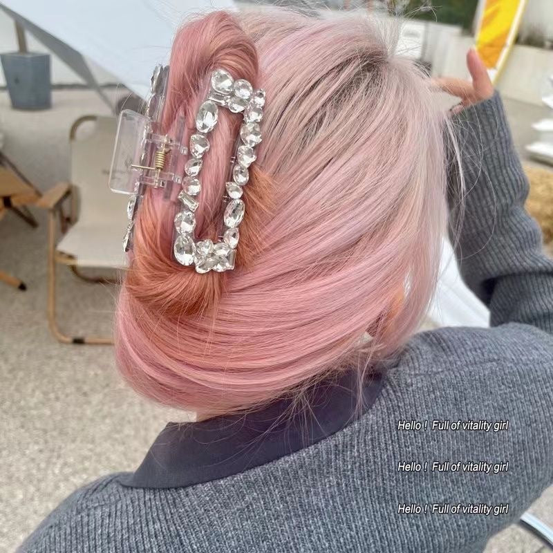 Transparent Rhinestone Grip Back Head Shark Barrettes