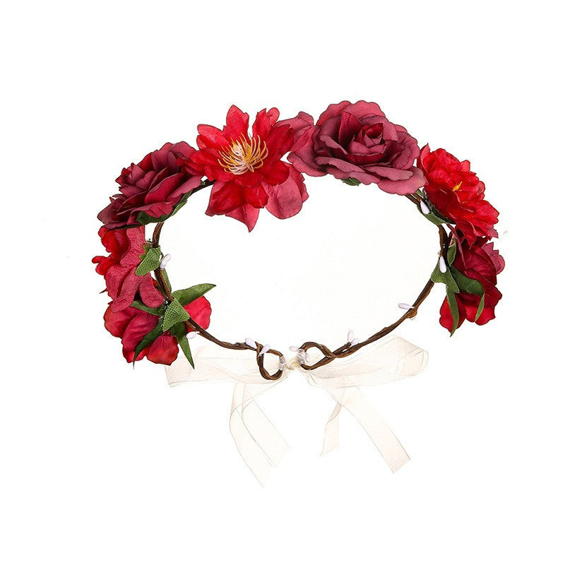 Best Fabric Colorful Rose Flower Garland Hair Accessories