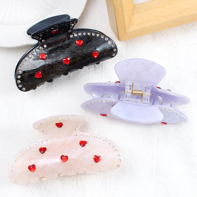 Spring And Summer Heart Trendy Acrylic Barrettes