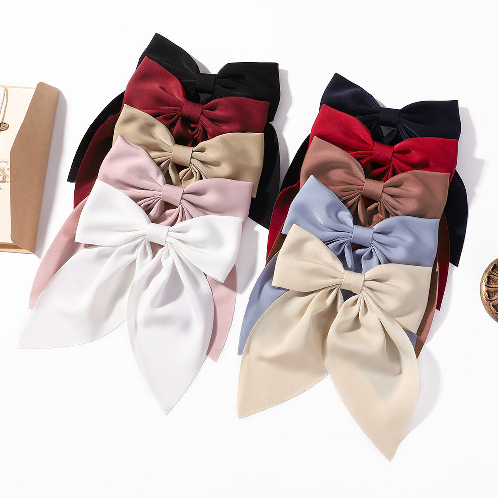 Women's Fashion Solid Color Large Bow Barrettes