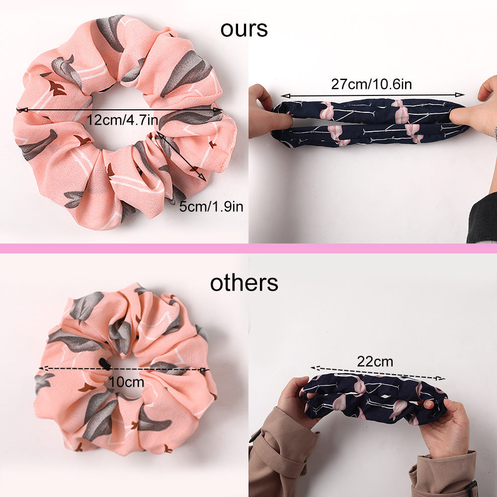 Floral Flamingo Large Intestine Hair Ring Cloth Headdress Flower Chiffon