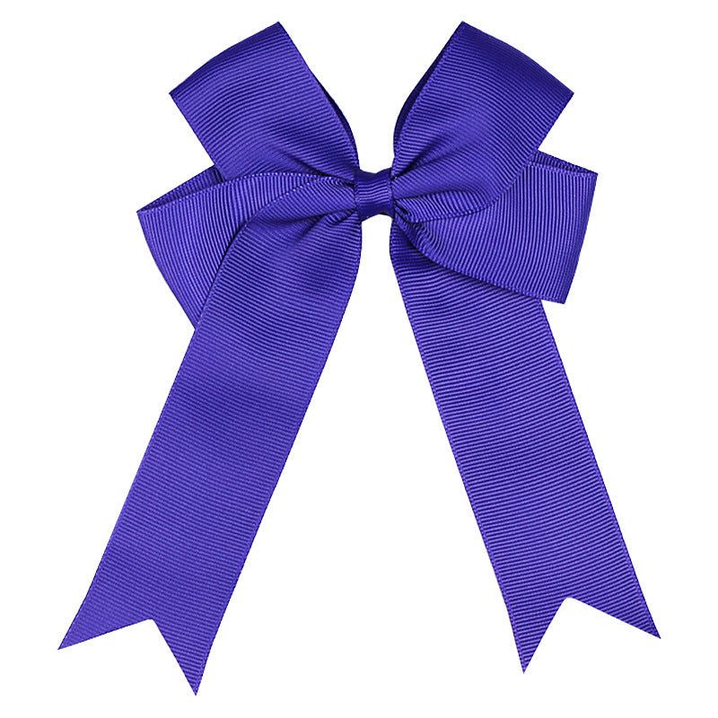 Handmade Long Floating Tail Solid Color Bow Children Barrettes