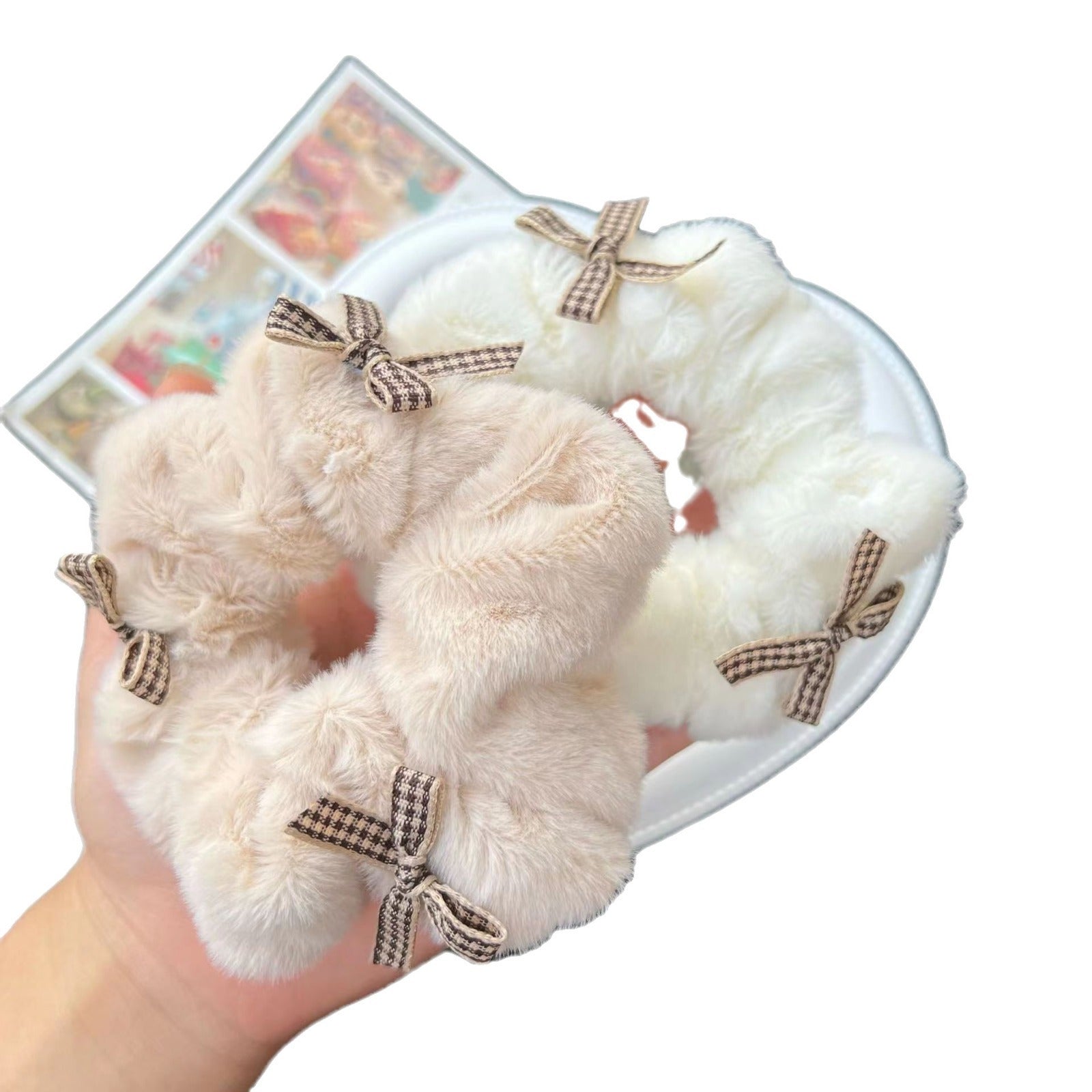 Plush Hair Ring Large Intestine Ring Candy Color Hair Rope