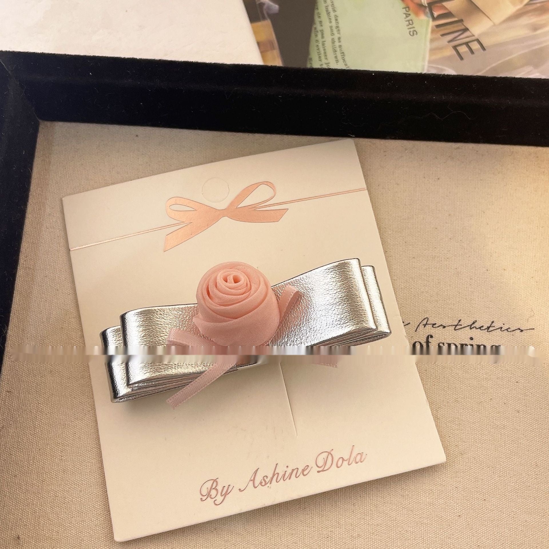 New Sweet Cool Silver Leather Bow Barrettes