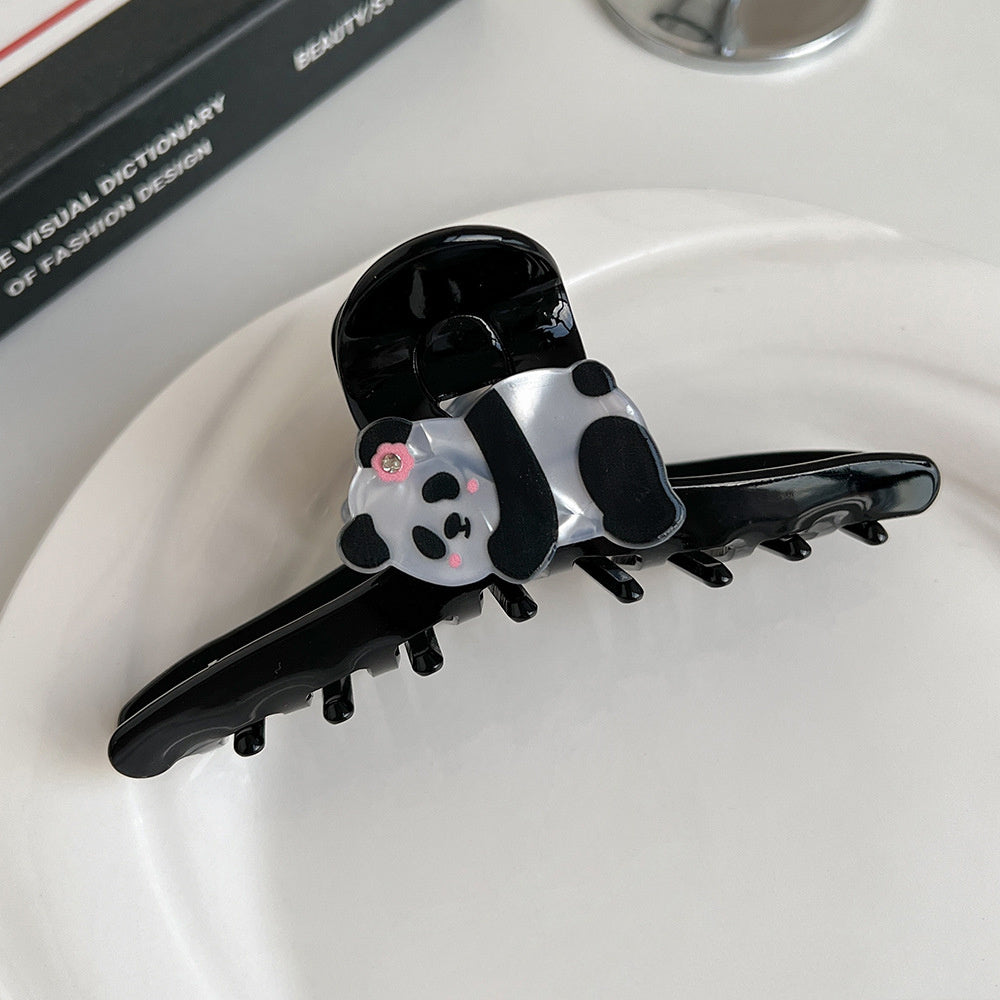Plastic Cartoon Panda Acetate Grip Cute Animal Hair Claw Young Girl Personalized Barrettes Bang Side Shark Clip