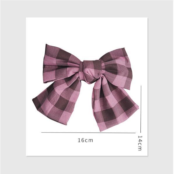 Cute Girl Plaid Fabric Bow Hair Clip