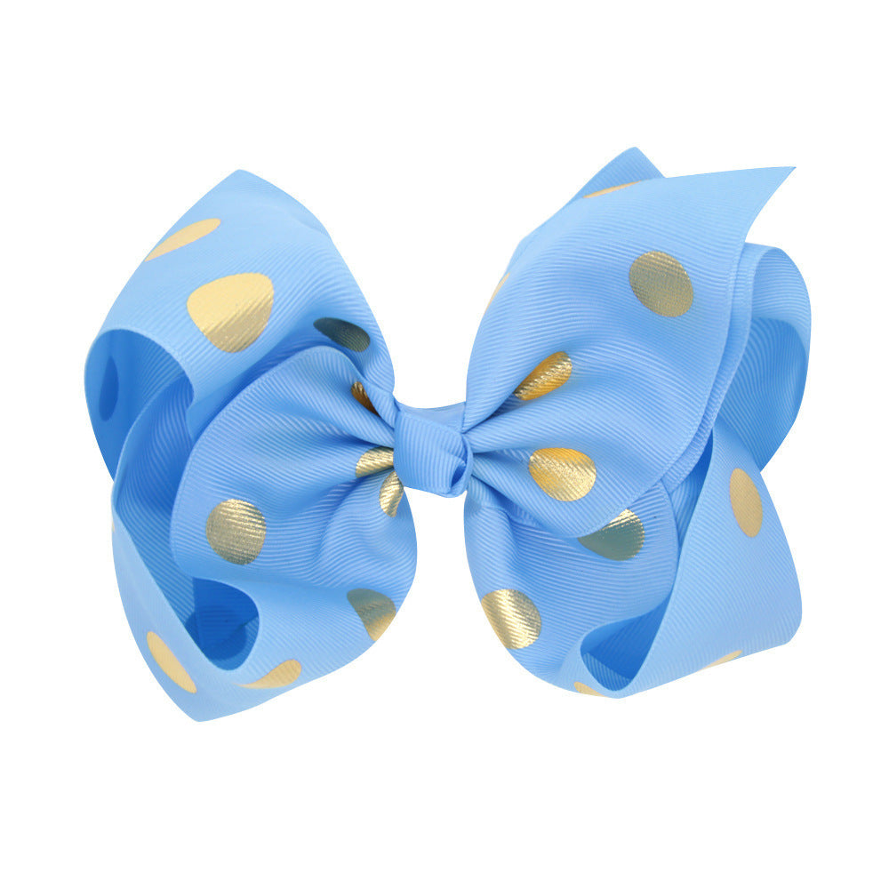 8 Inch Large Bronzing Dot Bow Hair Clip