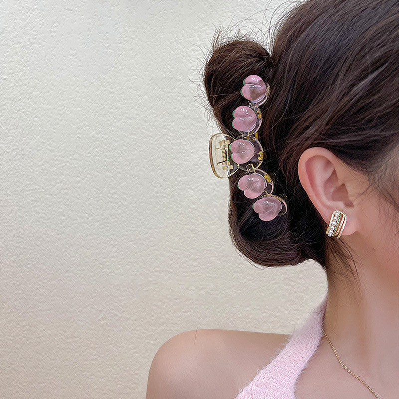 Transparent Peach Soft Girl Sweet Hair Shark Clip