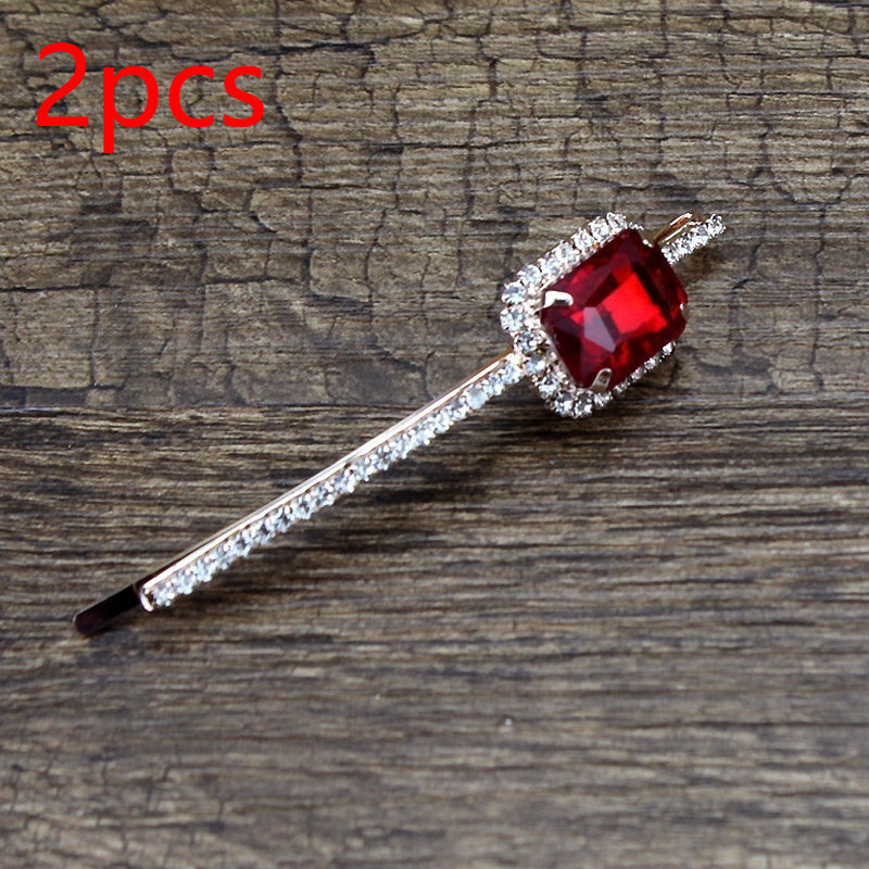 Square Rhinestone Bobby Pin Hair Clip Personality Side Clip Headdress