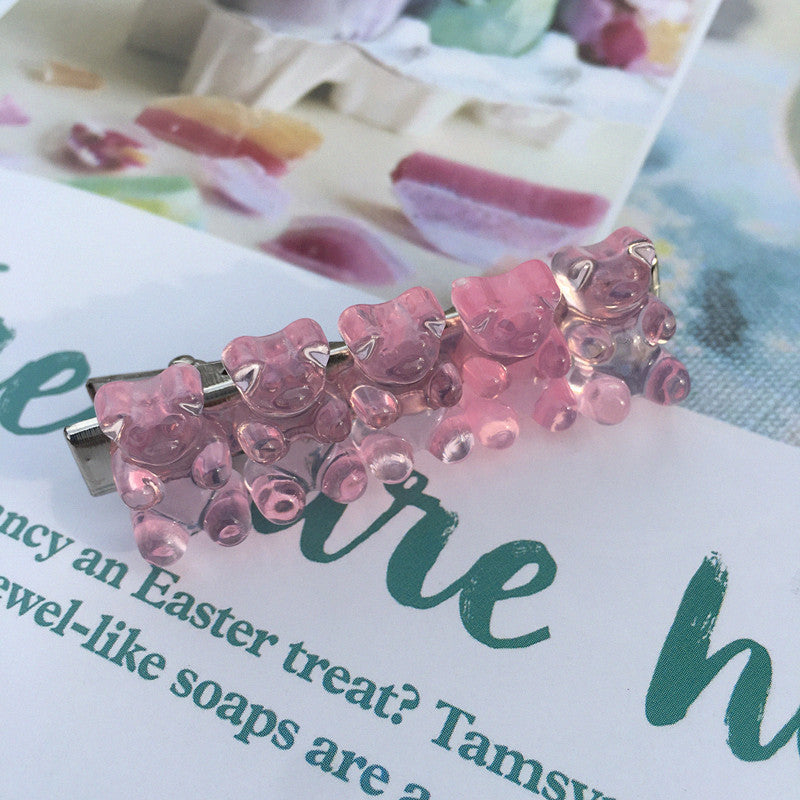 Candy Color Hair Clip Jelly Gummy Bear Hairpin Contrast Color Duckbill Clip Women