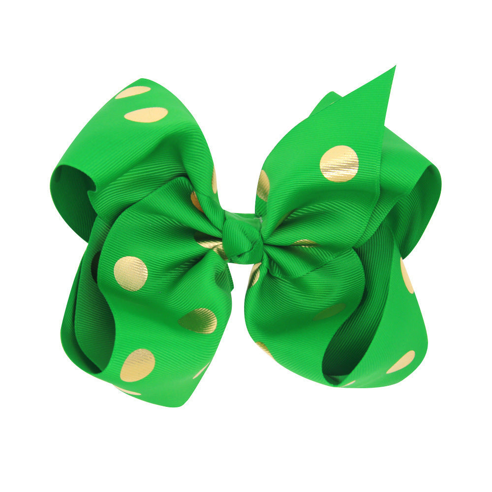 8 Inch Large Bronzing Dot Bow Hair Clip