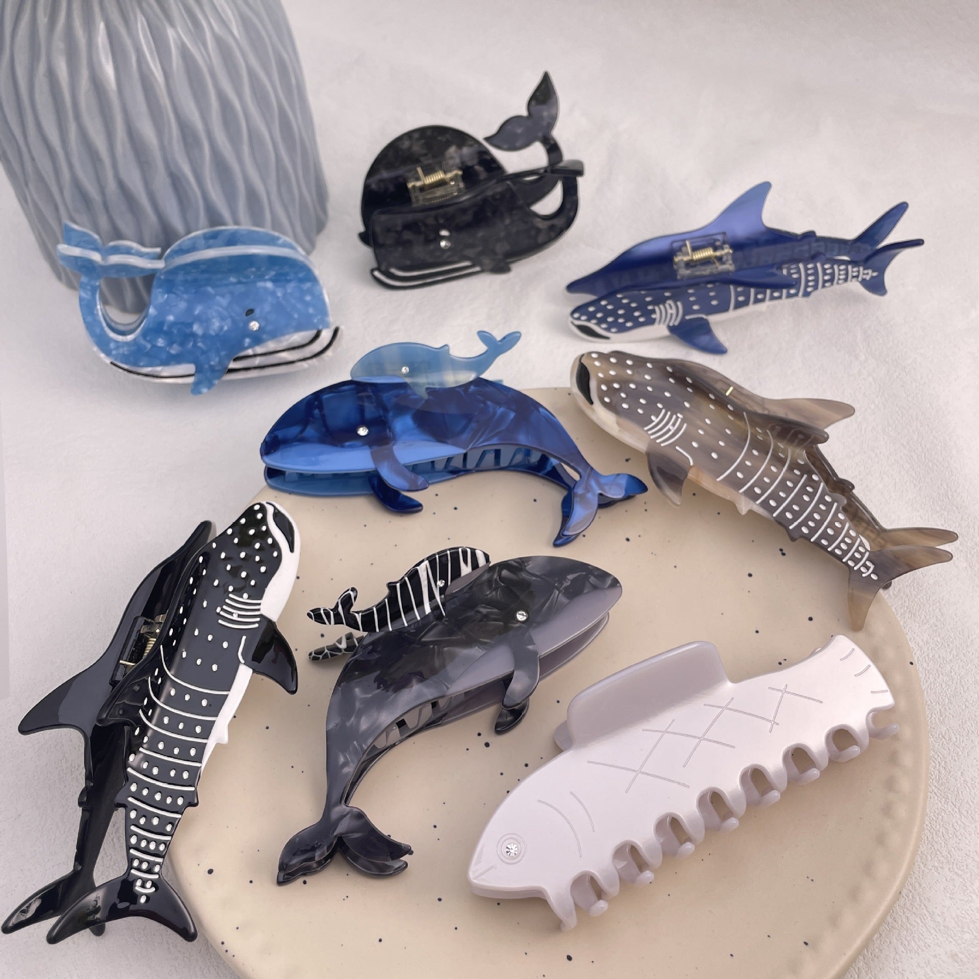 Marine Series Acetic Acid Grip Special-interest Design Animal Whale Shark Cross-border Wholesale Hair Accessories Ponytail Clip