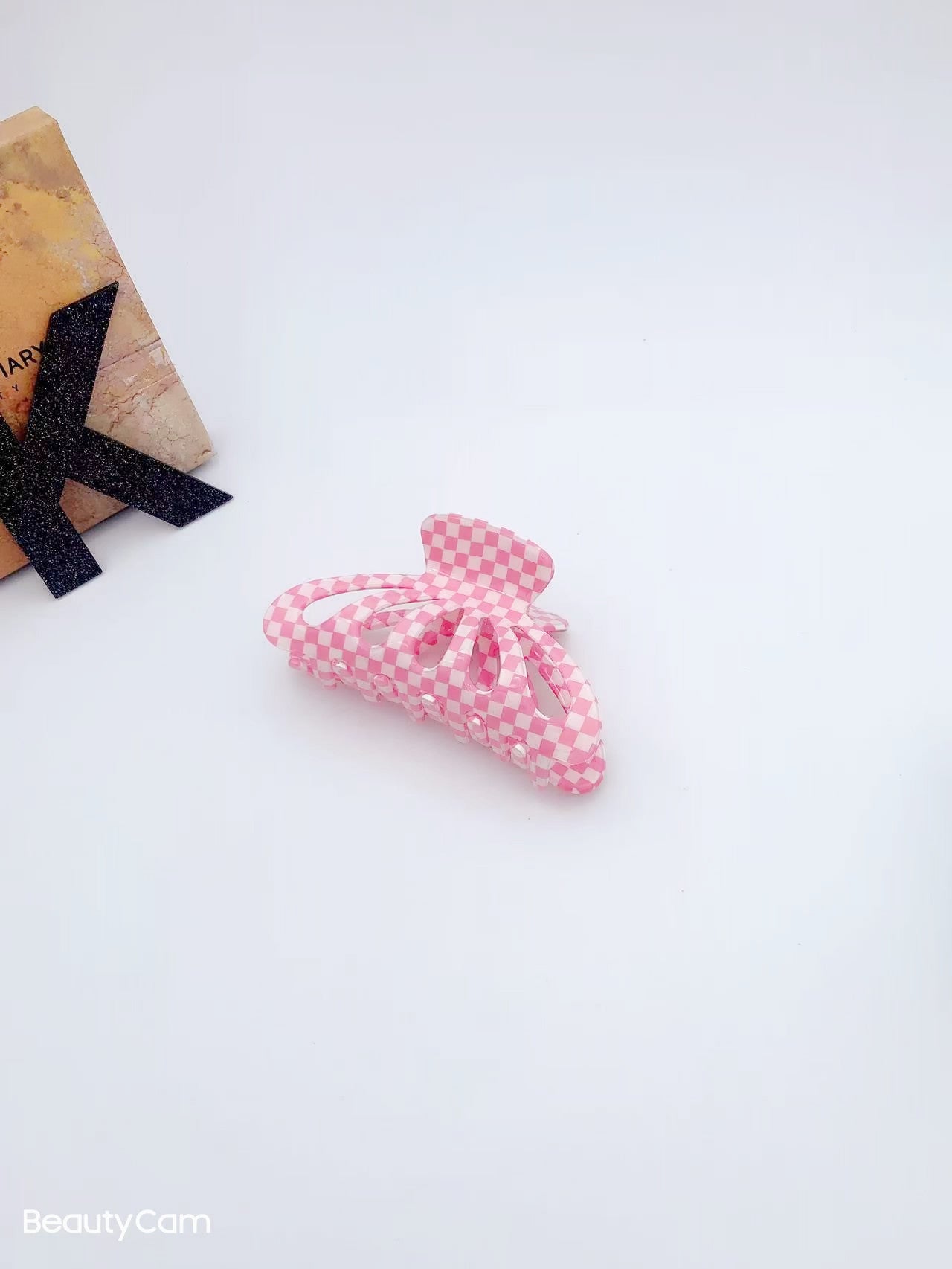 9CM Plaid Barrettes Girly Temperamental Hollow Grip