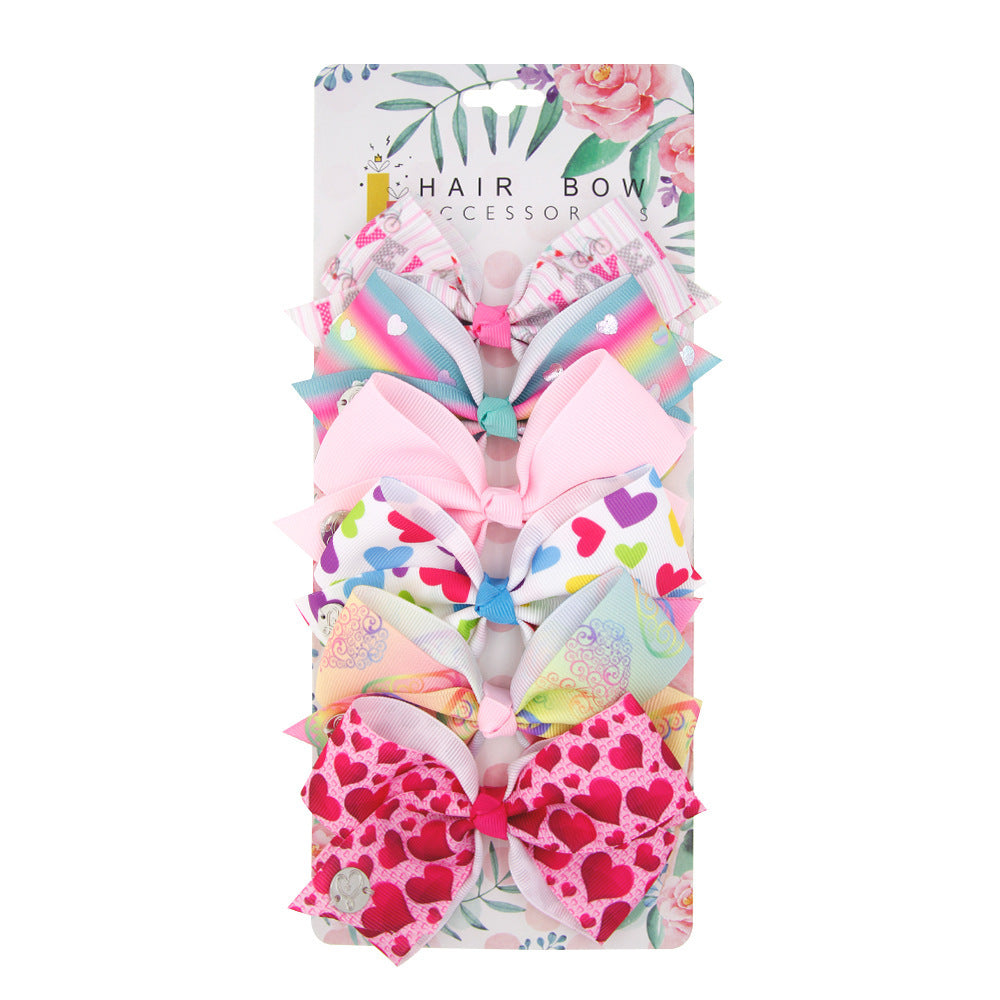 Fashion Children's Heart Bow Hair Clip Set