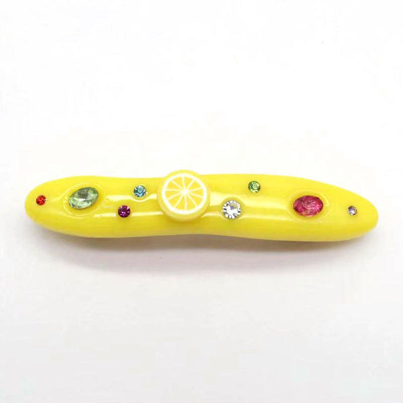Women's Candy Color Resin Diamond Drop Oil Barrettes