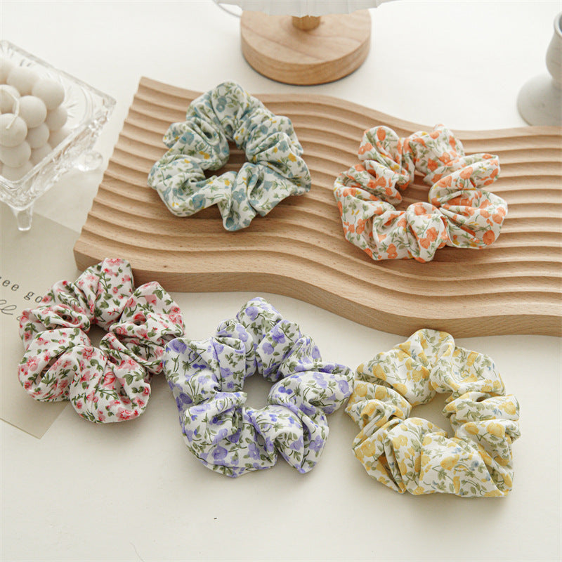 Catharanthus Roseus Blue Flower Chiffon Large Intestine Hair Ring