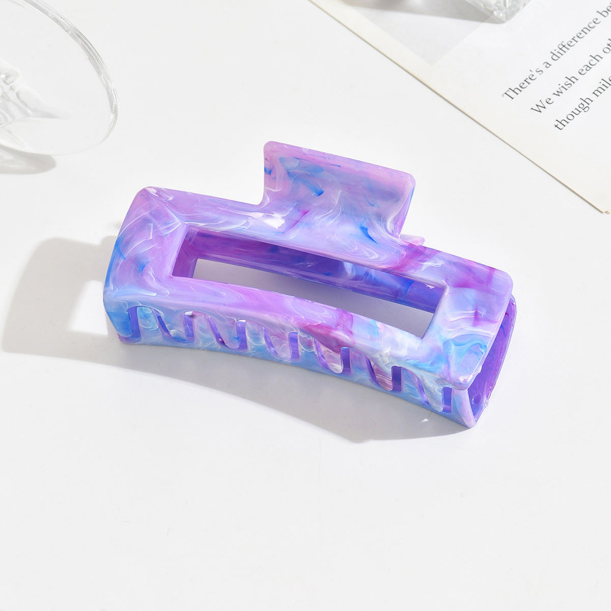 Women's Summer Marble Color Rectangular Barrettes