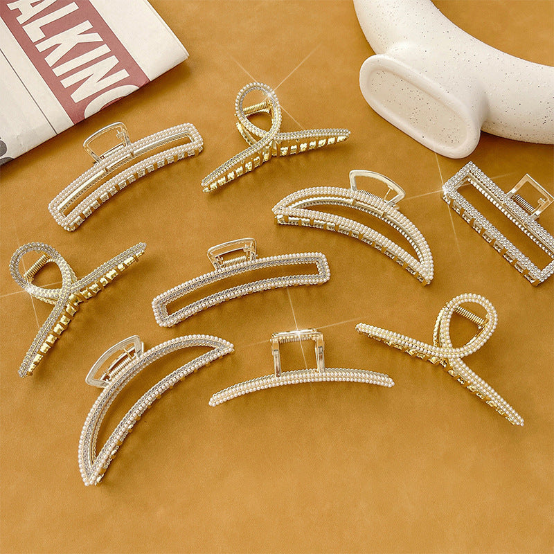 Best Women's Fashion Pearl Rhinestone Hair Clip Hair Claw